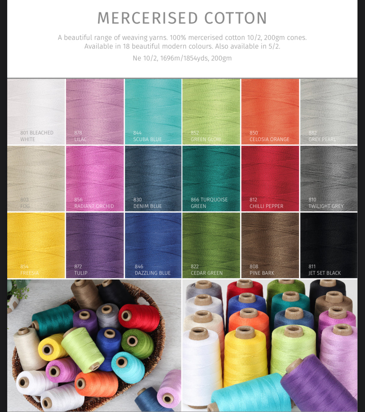 Yarn - Mercerized Cotton Yarn | 10/2 | 1854 Yards | Cones