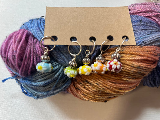 Floral Handmade Glass Stitch Markers