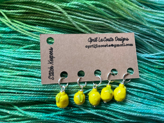 Lemon Handmade Glass Stitch Markers