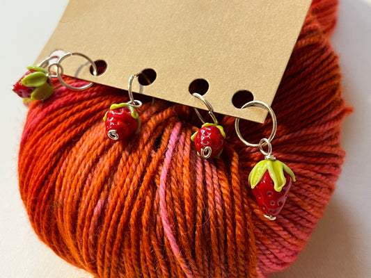 Strawberry Handmade Glass Stitch Markers