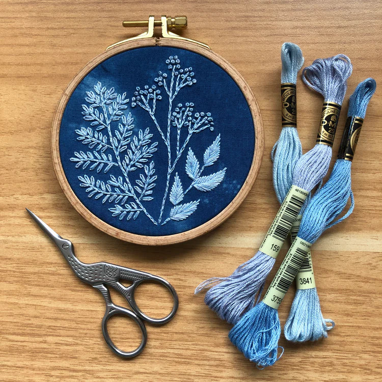 Cyanotype Botanicals | Beginner Embroidery DIY Craft Kit