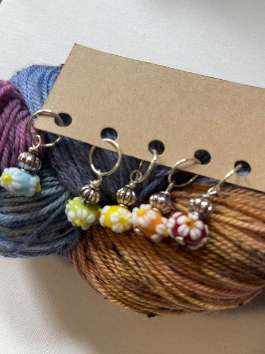 Floral Handmade Glass Stitch Markers