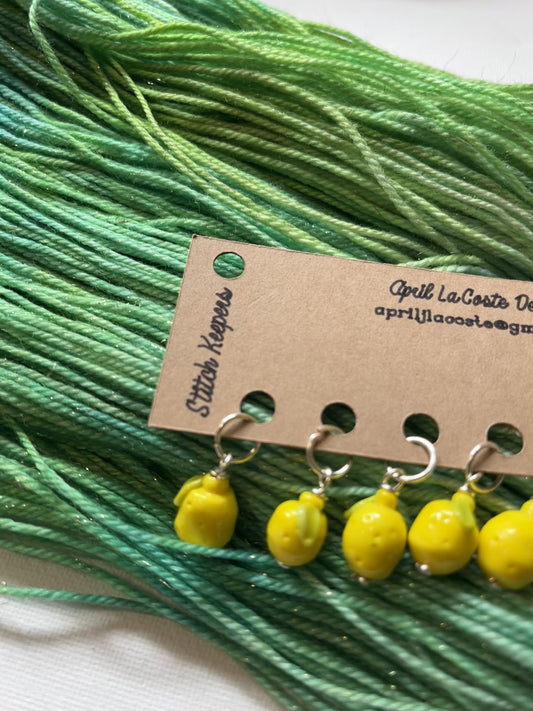 Lemon Handmade Glass Stitch Markers