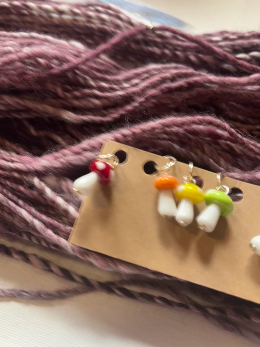 Mushroom Handmade Glass Stitch Markers