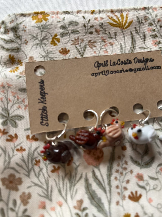 Chicken Handmade Glass Stitch Markers