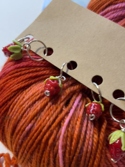 Strawberry Handmade Glass Stitch Markers