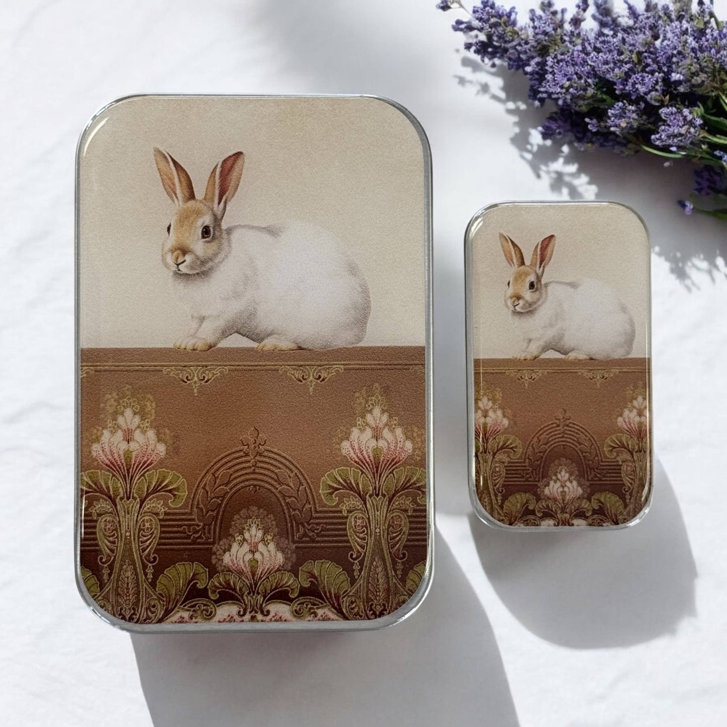 Sweet White Bunny Notions Tin | Large