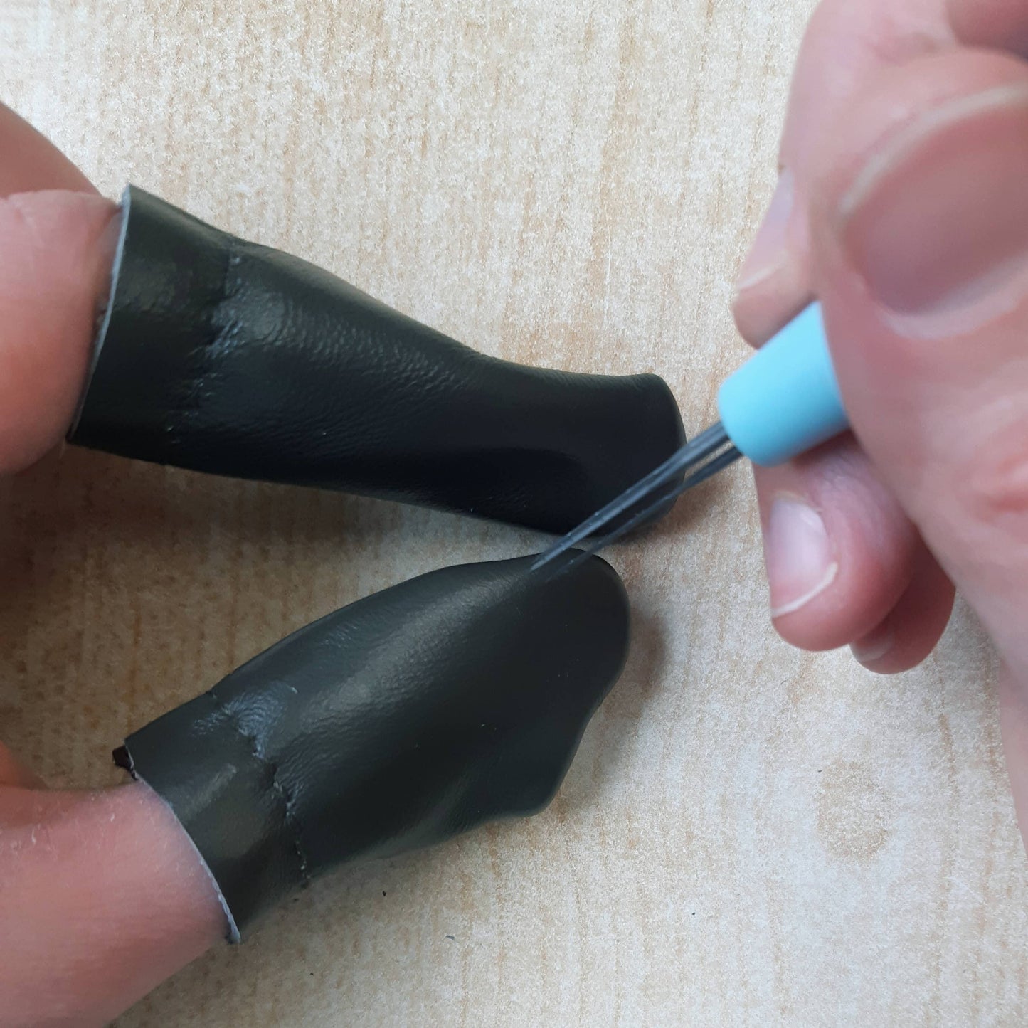 Leather Finger Protectors Set For Felting Or Sewing