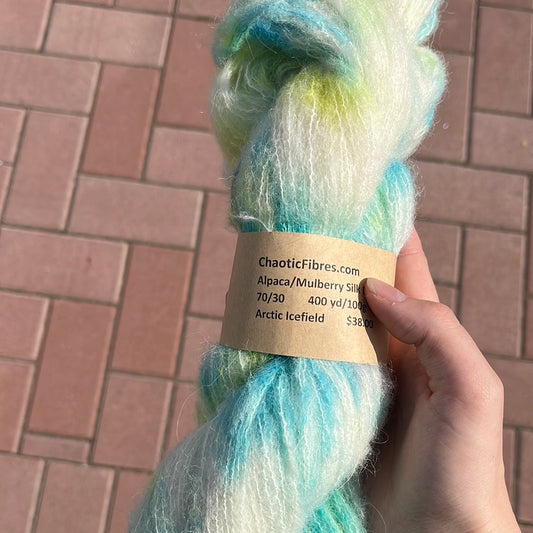 Hand Dyed Brushed Baby Alpaca/Mulberry Silk 70/30 100g