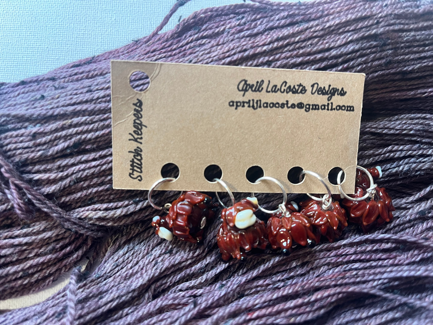 Highland Cows Handmade Glass Stitch Markers