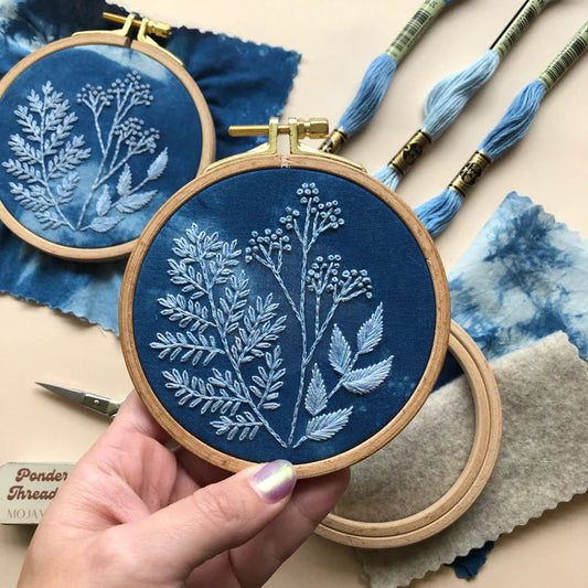Cyanotype Botanicals | Beginner Embroidery DIY Craft Kit