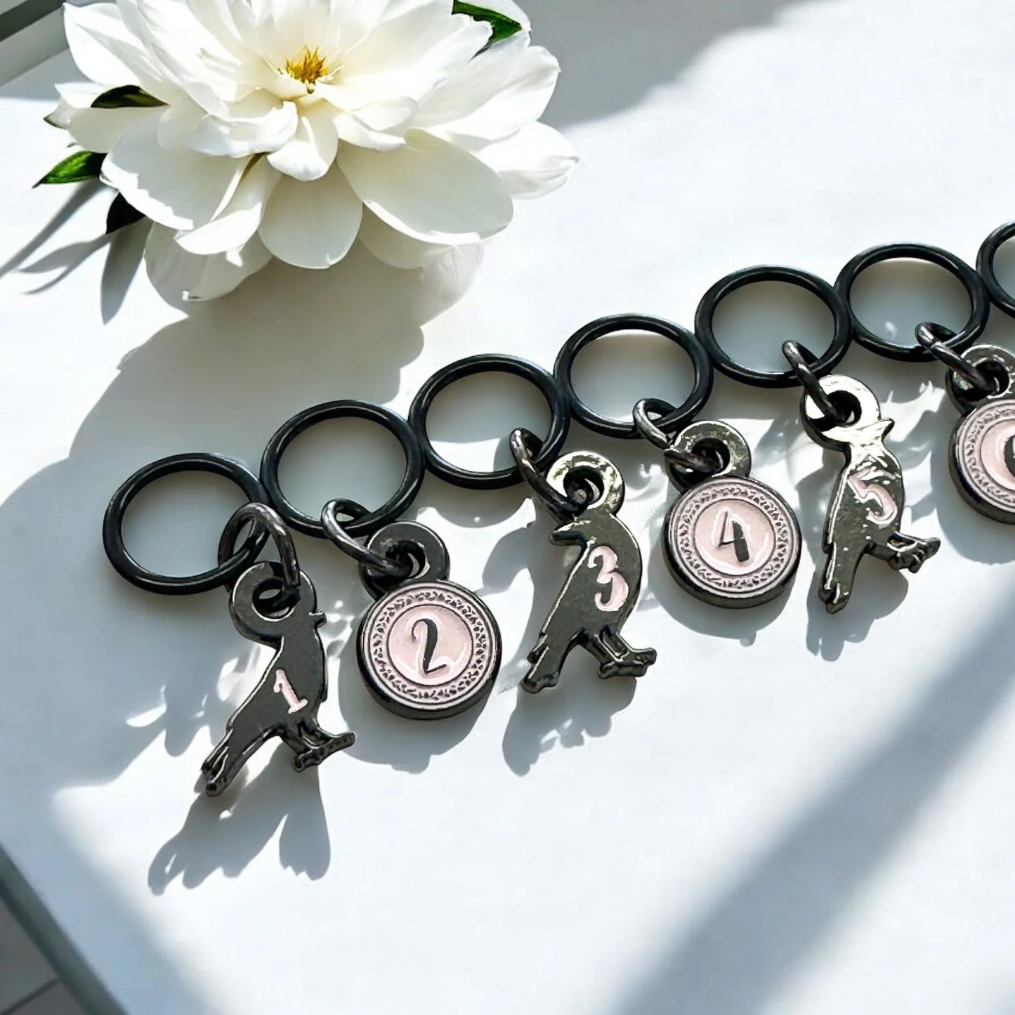 Counting (Yarn) Crows | Stitch Markers | Enamel