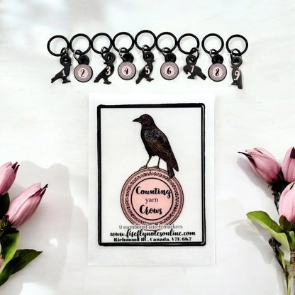 Counting (Yarn) Crows | Stitch Markers | Enamel