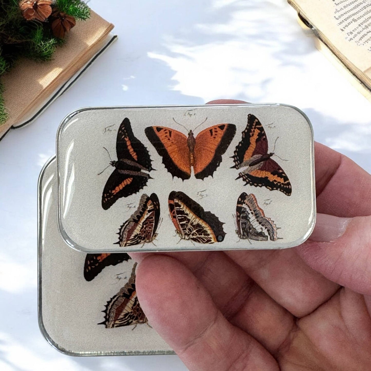 Orange Butterflies Notions Tin | Large