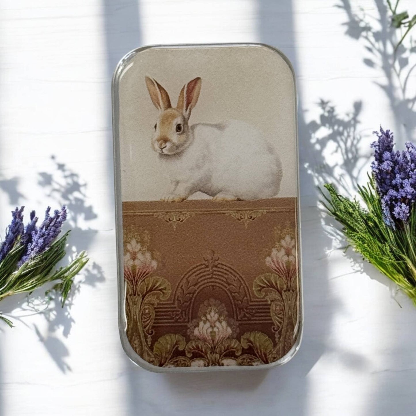 Sweet White Bunny Notions Tin | Large