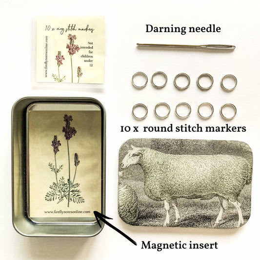 Notions Tin - Sheep Knitting Kit | Notion Storage Tin