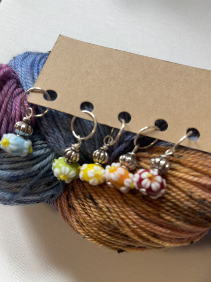 Floral Handmade Glass Stitch Markers